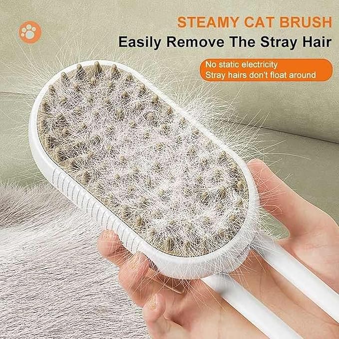 3-in-1 Steam Pet Grooming Brush | Massage, Hair Removal & Deep Cleaning | USB Rechargeable