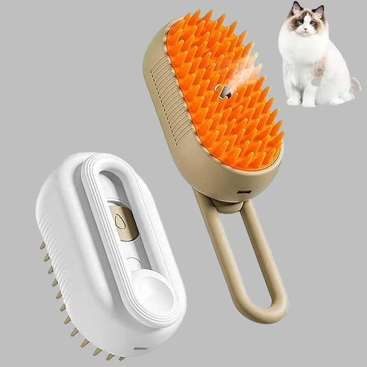 3-in-1 Steam Pet Grooming Brush | Massage, Hair Removal & Deep Cleaning | USB Rechargeable