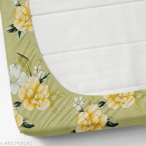 Super Soft Glace Cotton Fitted Double Bedsheet with 2 Pillow Covers | 72x78x8 | All-Round Elastic