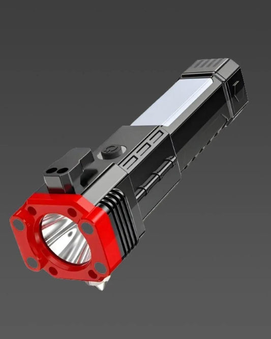 Tactical Rechargeable LED Flashlight with Power Bank and Emergency Tools
