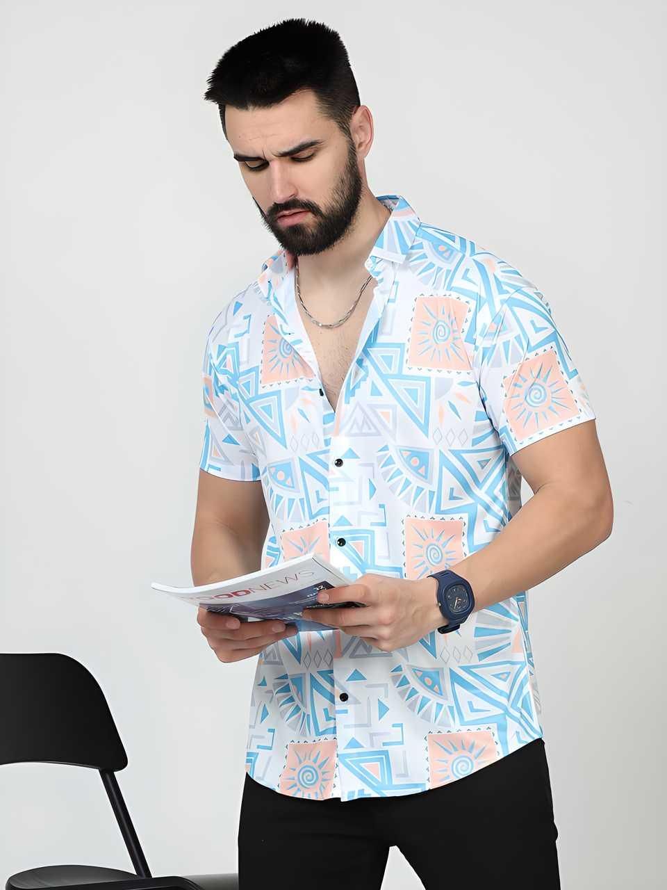 Men’s Printed Rayon Casual Shirt | Half Sleeves | Regular Fit | Multicolor | Summer Wear (Pack of 1)
