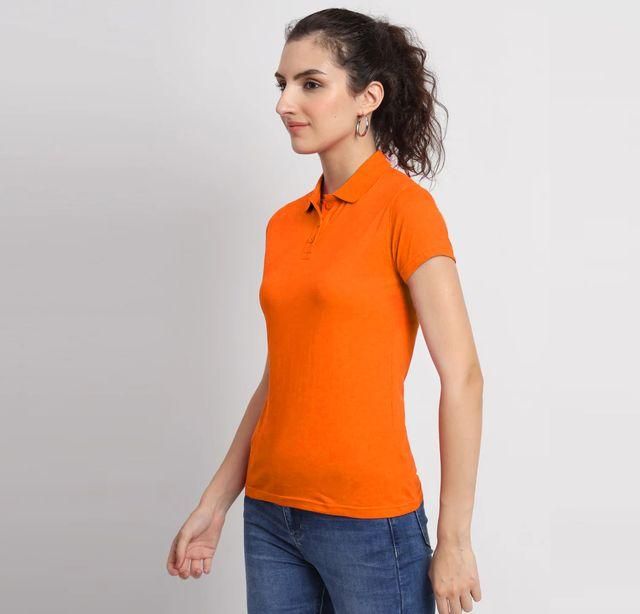 Ketex Women’s Orange Polo T-Shirt – Cotton Blend, Solid Half Sleeves | Casual Wear | Pack of 1