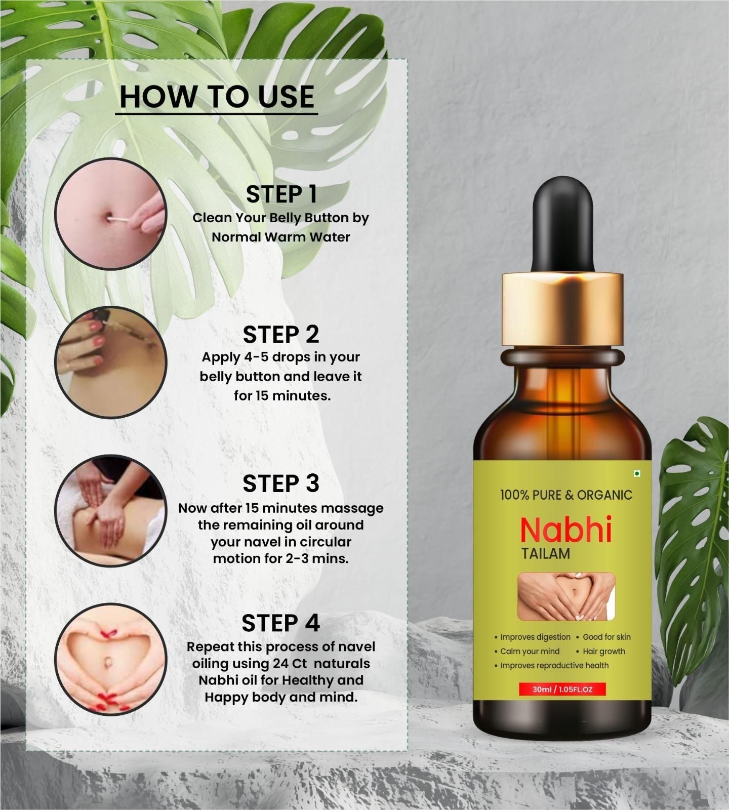 Nabhi Therapy Oil – Ayurvedic Navel Oil for Holistic Wellness | Pack of 2 | 200ml | For Men & Women