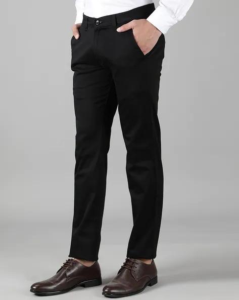 Men’s Linen Formal Trouser | Black | Slim Fit | Solid Design | Blended Fabric | Office Wear (Pack of 1)