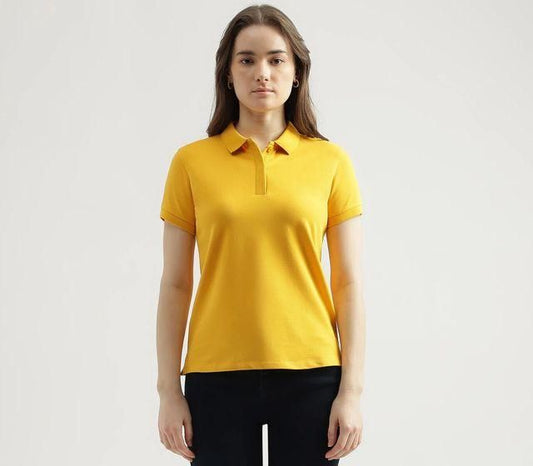 Ketex Women’s Yellow Polo T-Shirt – Cotton Blend, Solid Half Sleeve Casual Top | Pack of 1