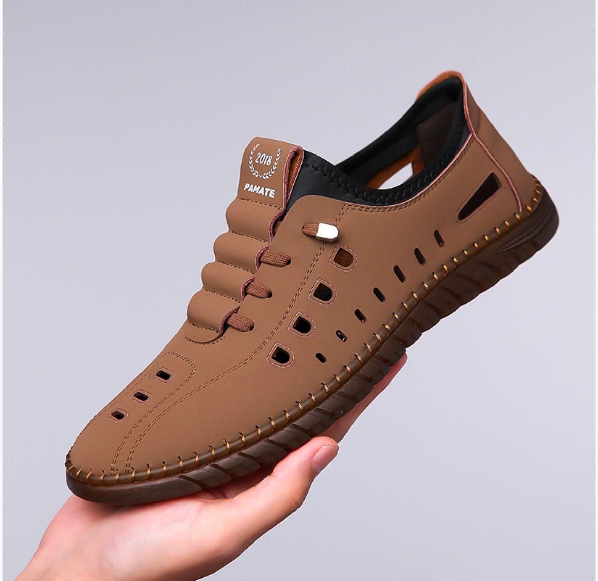 Men’s Stylish Tan Casual Shoes – Laser Cut Synthetic Leather with Airmix Sole | Lace-Up