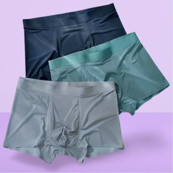 Men's Ice Silk Briefs Boxers – Pack of 3 | Ultra-Soft, Breathable, Solid Colors | Regular Fit Underwear for Daily Comfort
