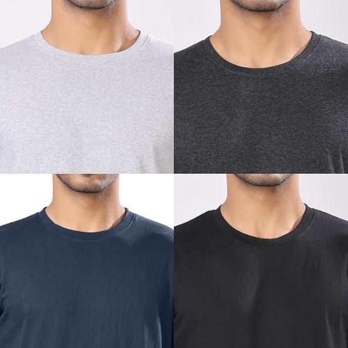 Men's Polycotton Solid T-Shirts – Pack of 4 | Regular Fit, Round Neck, Half Sleeves
