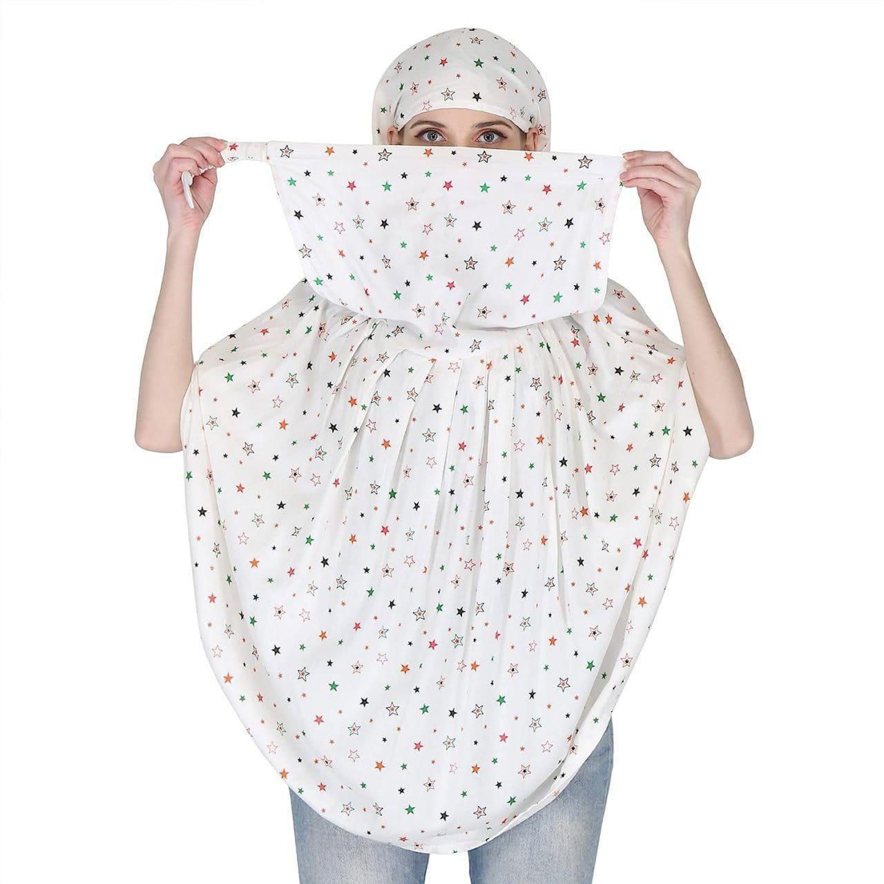 Cotton Printed Long Scarf Mask for Women & Men – White, Breathable Fabric | Ideal for Vehicle Riders & Daily Use