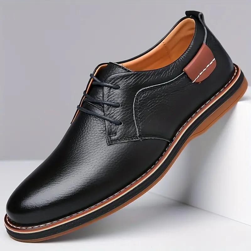 Men’s Derby Lace-Up Casual Shoes – Black Synthetic Leather Party Wear