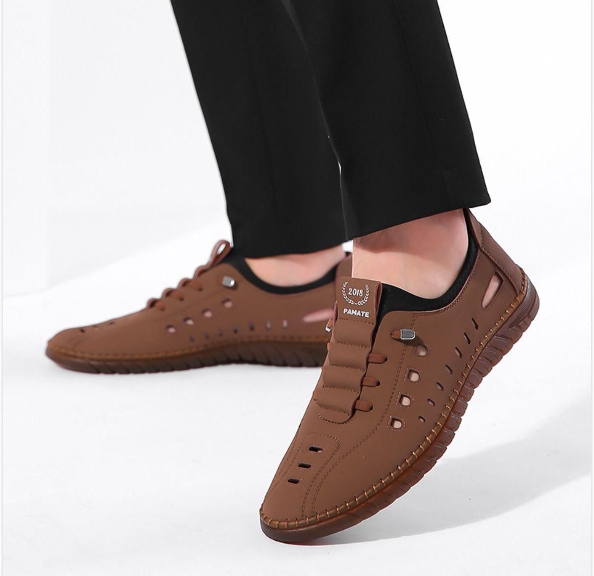 Men’s Stylish Tan Casual Shoes – Laser Cut Synthetic Leather with Airmix Sole | Lace-Up
