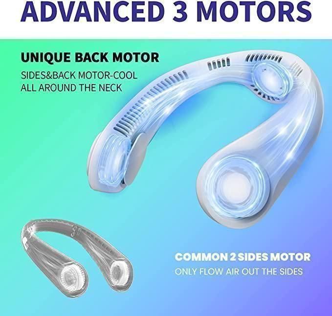 Portable Bladeless Neck Fan I Rechargeable Hanging Fan for Personal Cooling