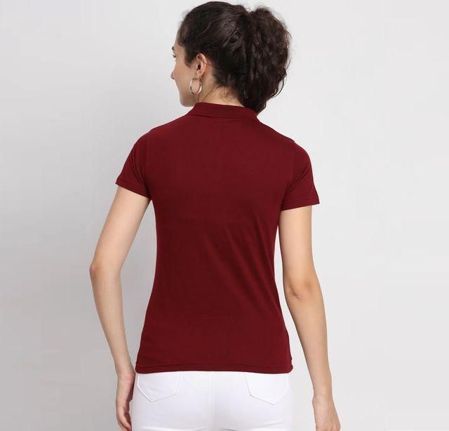 Ketex Women’s Maroon Polo T-Shirt – Cotton Blend, Solid Half Sleeves | Casual Wear | Pack of 1