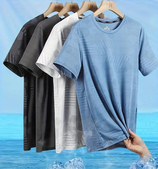 Men's Polyester Round Neck T-Shirts – Pack of 4 | Solid Assorted Colors, Half Sleeves, Regular Fit | Casual Wear