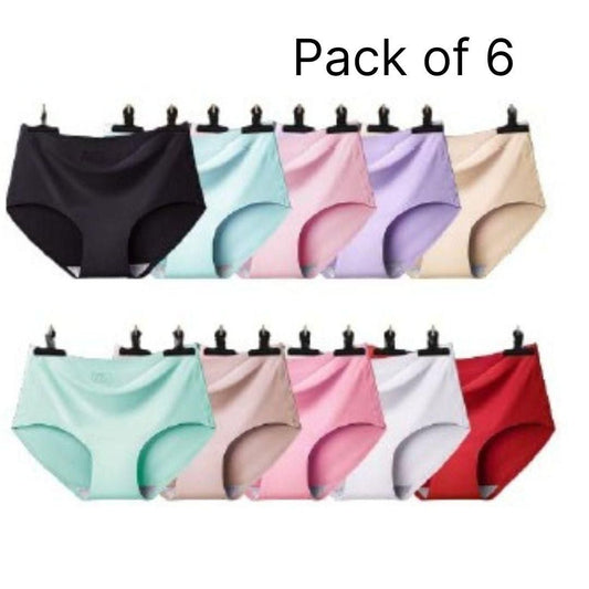 Women's Seamless Underwear – Pack of 6 | Soft Spandex Lycra Panties, Assorted Colors | Comfortable Daily Wear (S to XXL)