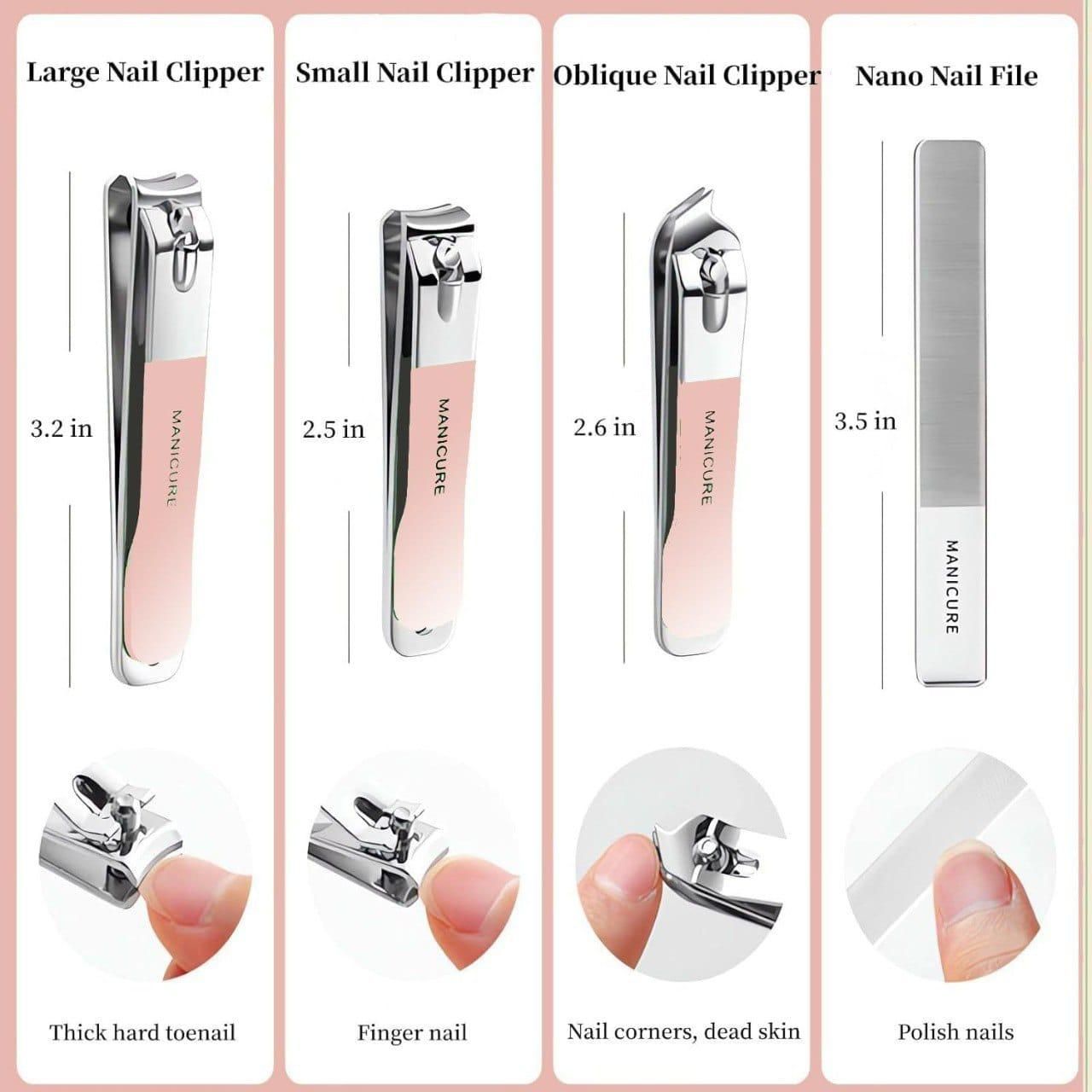 4 in 1 Stainless Steel Nail Clippers Set – Manicure Kit for Fingernails & Toenails | Anti-Slip, Rust-Resistant | Pack of 1