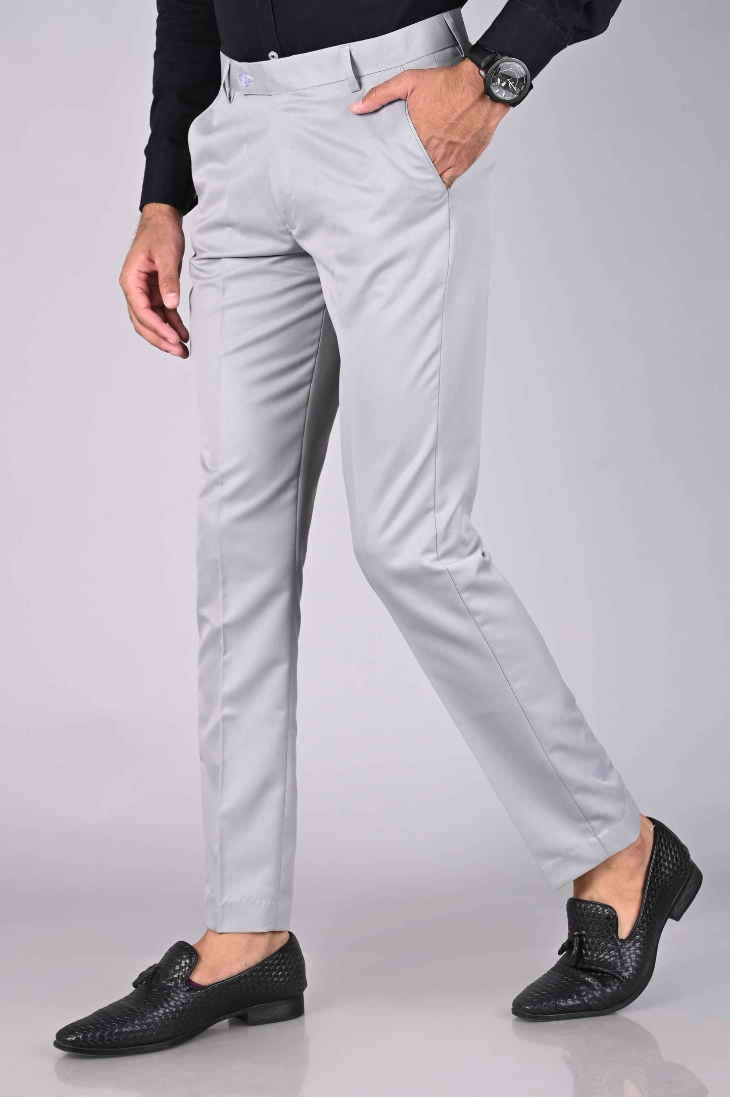Men’s Cotton Formal Trouser | Light Grey, Regular Fit | Office & Business Wear
