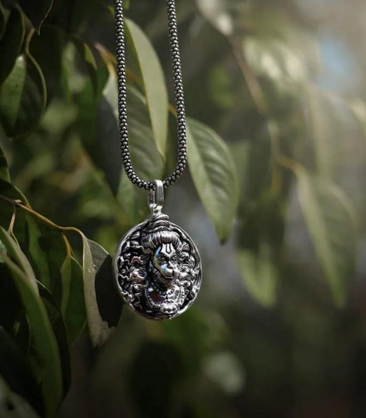 Hanuman Ji Pendant with Oxidized Silver Chain