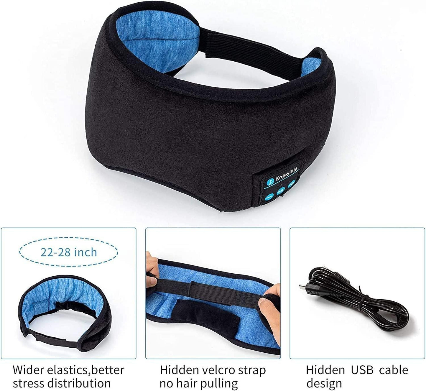 Wireless Bluetooth Eye Mask I Music Sleep Mask I Rechargeable & Washable with Hands-Free Calling