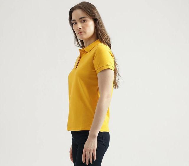 Ketex Women’s Yellow Polo T-Shirt – Cotton Blend, Solid Half Sleeve Casual Top | Pack of 1