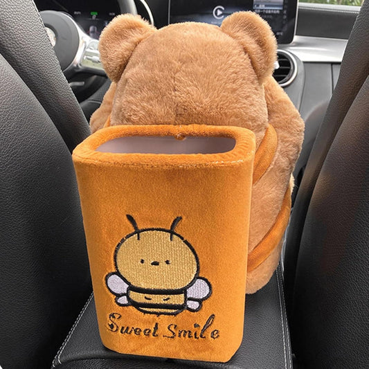 2 in 1 Teddy Tissue Holder with Hidden Dustbin – Multipurpose Car or Home Accessory
