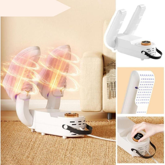 Foldable Electric Shoe Dryer with Timer and Deodorizer for Quick Drying