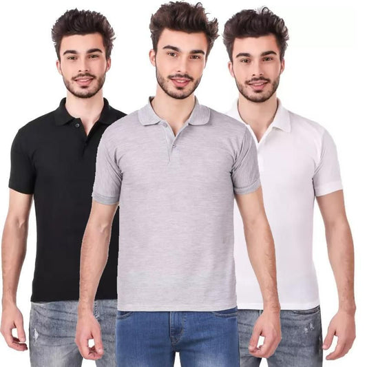 Men’s Poly Matte Polo T-Shirts – Multicolor, Regular Fit, Half Sleeves (Pack of 3)