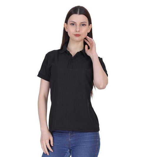 Ketex Women’s Black Polo T-Shirt – Cotton Blend, Solid Half Sleeves | Casual Wear | Pack of 1