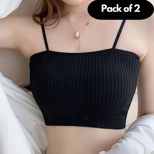 Seamless Silk Padded Bralette Bra – Pack of 2 | Full Coverage, Back Closure, All-Day Comfort | Assorted Colors, Free Size