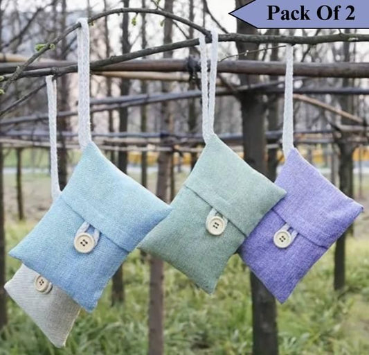 Bamboo Charcoal Air Freshener Bag I Natural Odor Absorber I Pack of 2