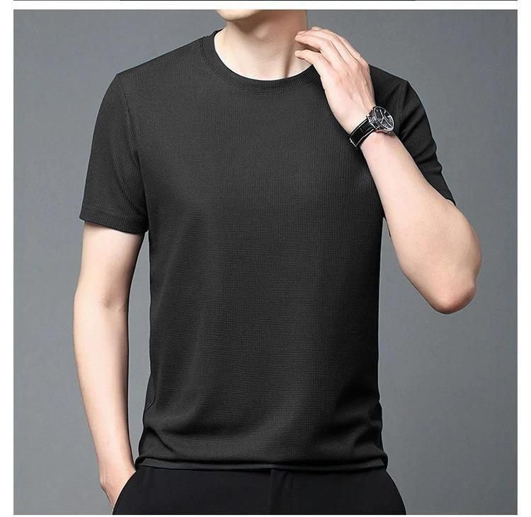 Men's 4-Way Stretch Slim Fit Round Neck T-Shirt – Poly Cotton, Solid Maroon, Half Sleeves | Casual Wear
