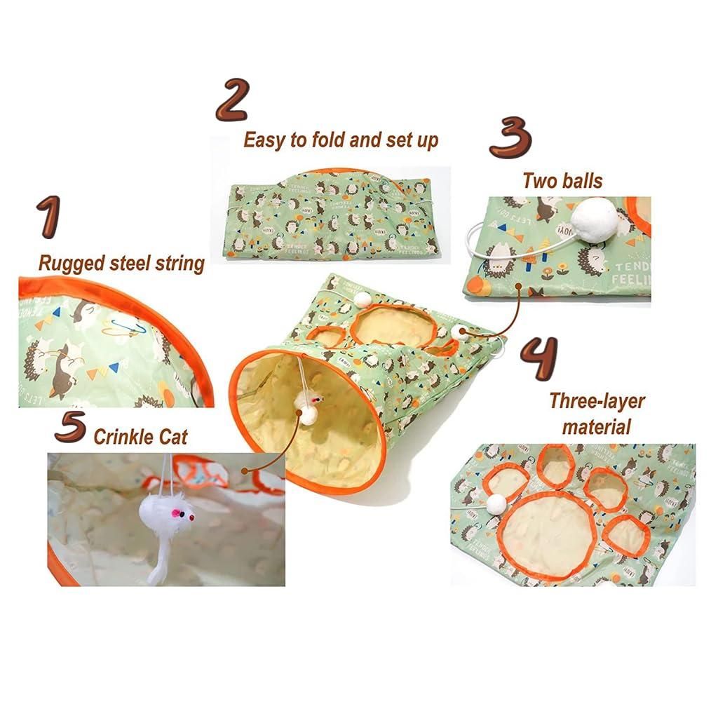 ๐พ Pet Tunnel Bag โ Cozy Hideaway for Cats, Lightweight & Foldable (Pack of 1, Assorted Color)