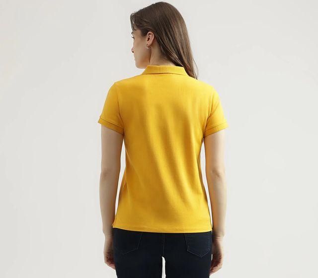 Ketex Women’s Yellow Polo T-Shirt – Cotton Blend, Solid Half Sleeve Casual Top | Pack of 1