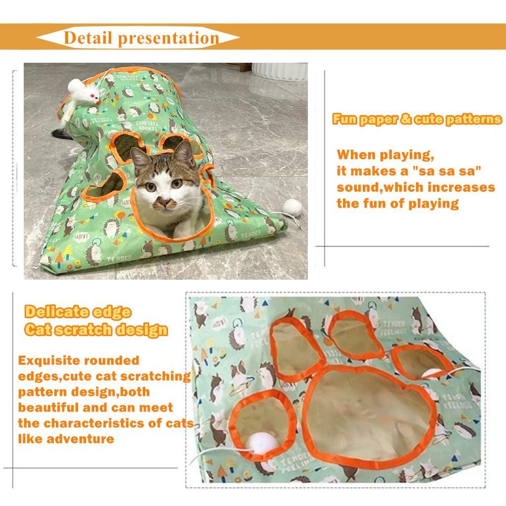 ๐พ Pet Tunnel Bag โ Cozy Hideaway for Cats, Lightweight & Foldable (Pack of 1, Assorted Color)