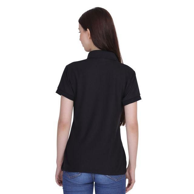 Ketex Women’s Black Polo T-Shirt – Cotton Blend, Solid Half Sleeves | Casual Wear | Pack of 1