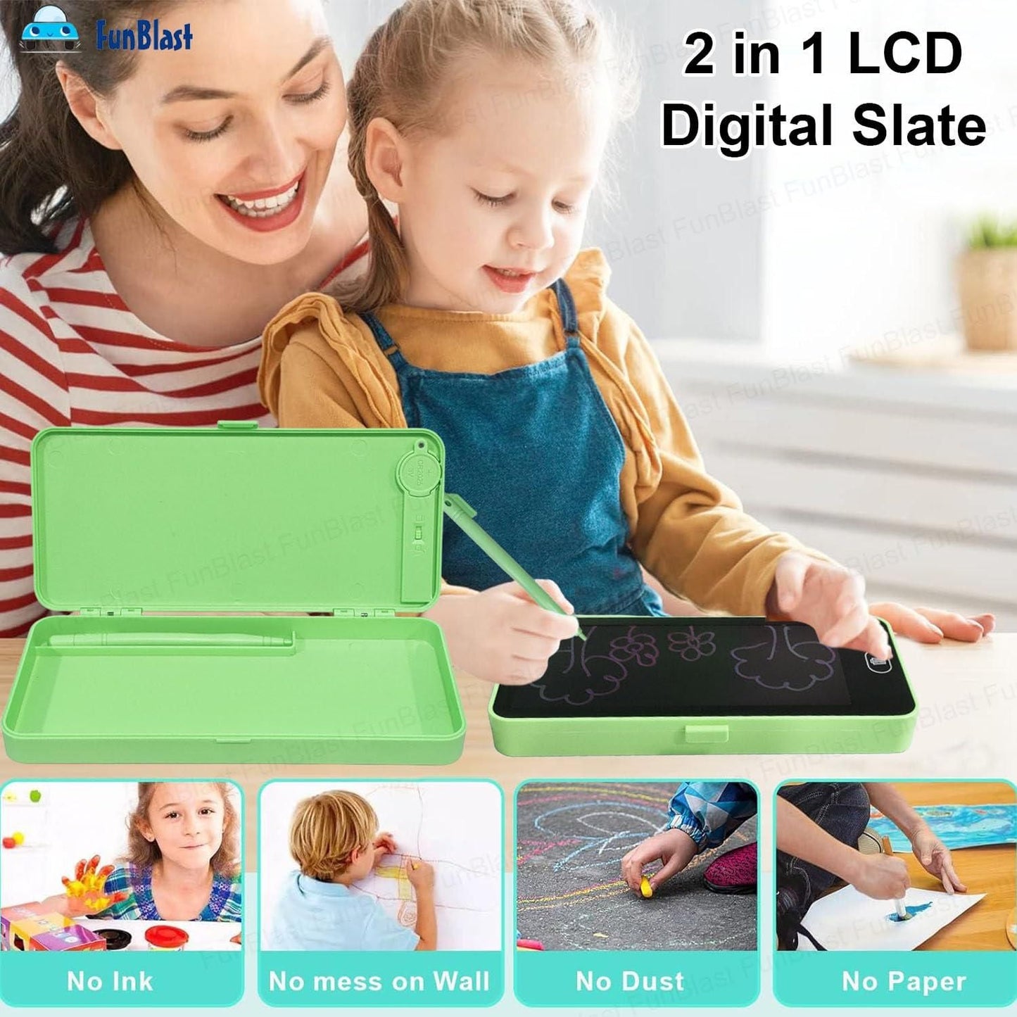 Writing Tablet Pencil Case I Portable LCD Display I 2-in-1 Pencil Storage Box