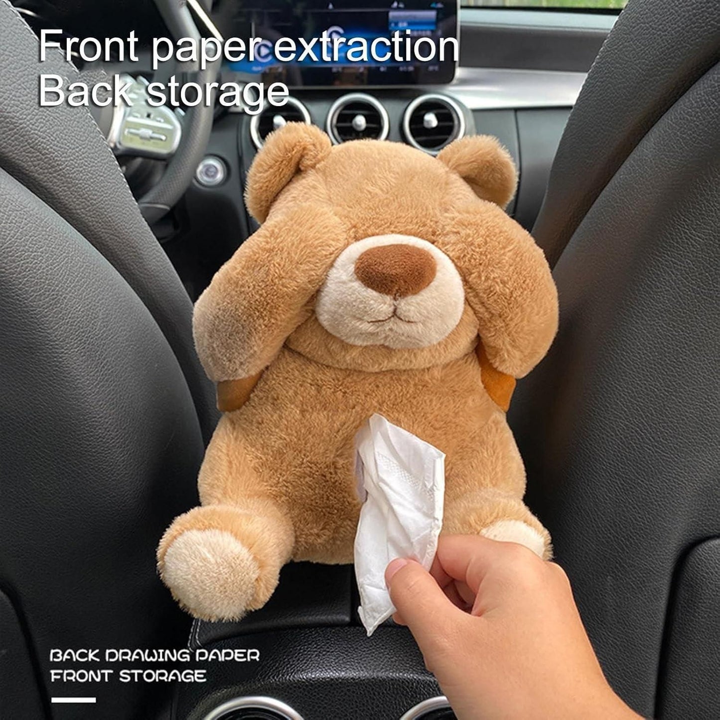 2 in 1 Teddy Tissue Holder with Hidden Dustbin β Multipurpose Car or Home Accessory