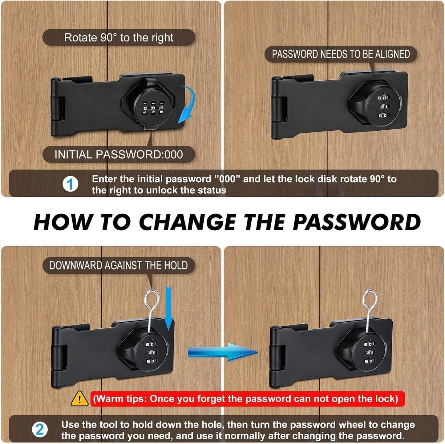 Zinc Alloy Combination Lock I Password Lock for Cabinets & Small Doors I Durable Security Slide Latch