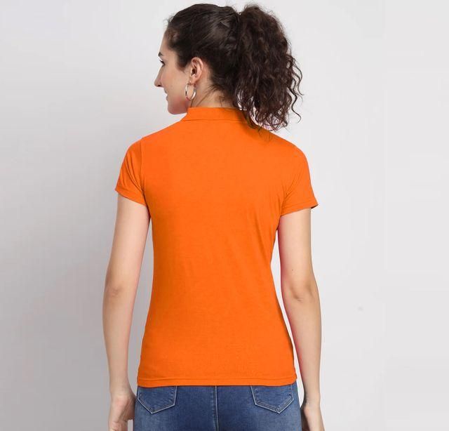 Ketex Women’s Orange Polo T-Shirt – Cotton Blend, Solid Half Sleeves | Casual Wear | Pack of 1