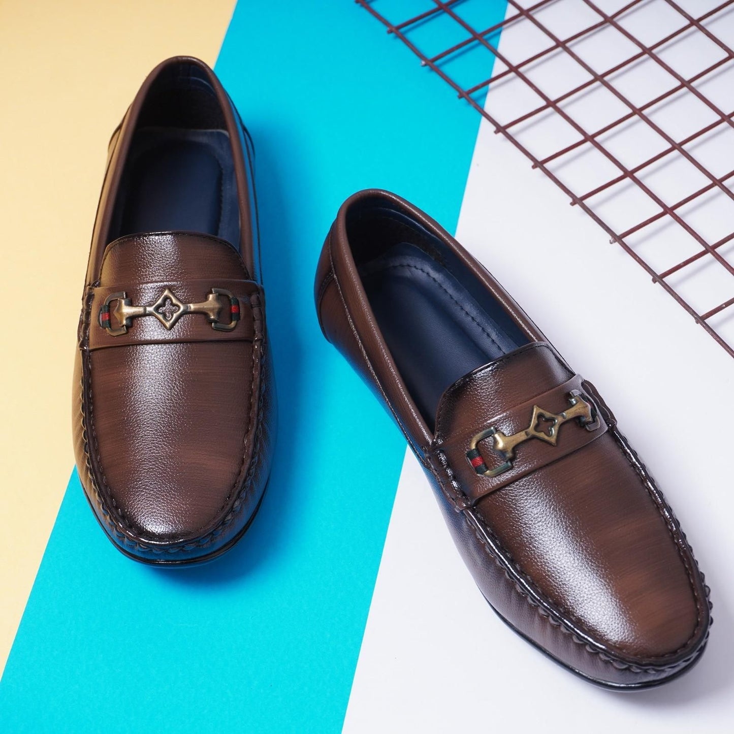 Brown Vegan Leather Loafers for Men – Suede-Finish Slip-Ons with Cushioned Footbed & TPR Sole