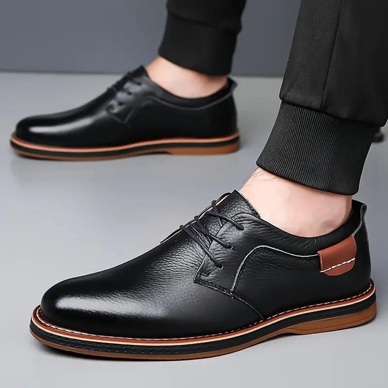 Men’s Derby Lace-Up Casual Shoes – Black Synthetic Leather Party Wear