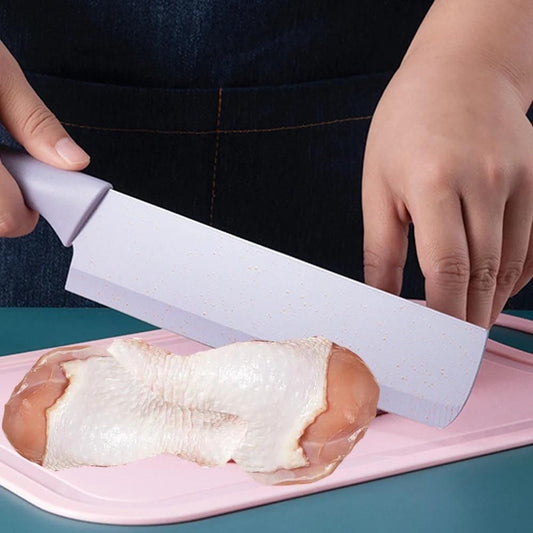 🔪 6-Piece Kitchen Knife Set – Stainless Steel Chef Knives, Bread Knife, Peeler, Scissors & More (Assorted Colors, Pack of 1)