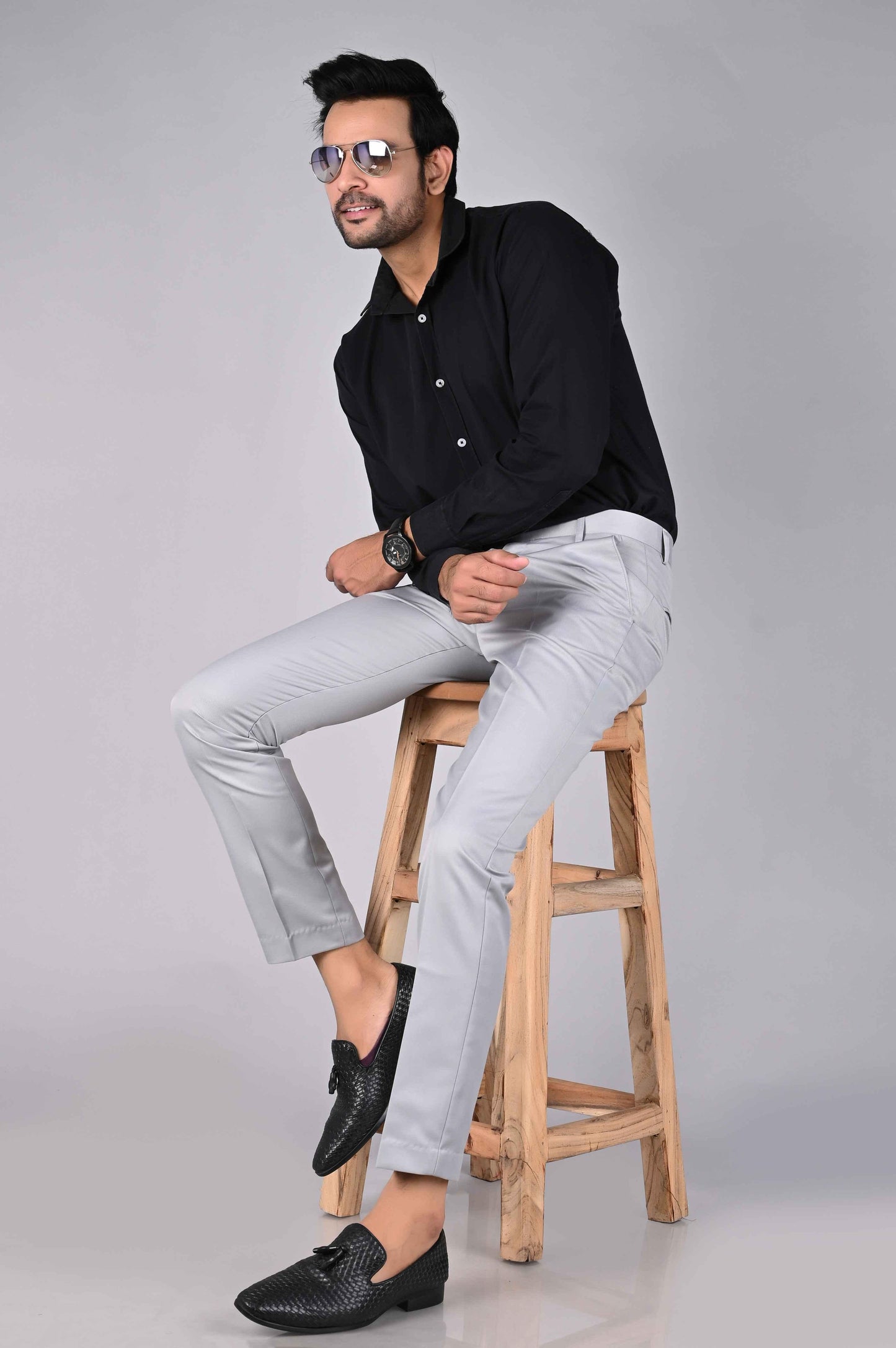Men’s Cotton Formal Trouser | Light Grey, Regular Fit | Office & Business Wear