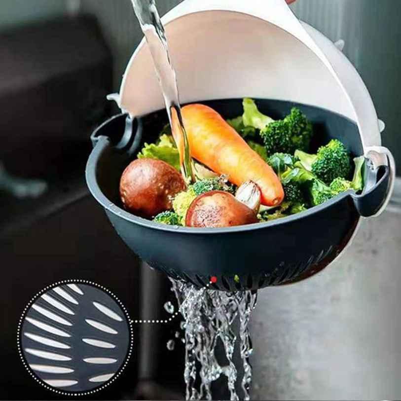 7 in 1 Vegetable Cutter with Drain Basket – Multifunctional Slicer & Chopper with 6 Blades | Large Capacity | Multicolor