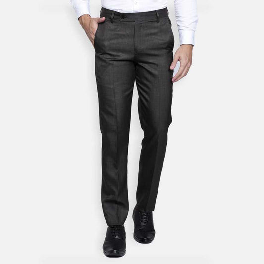 Men’s Black Formal Trouser | Lycra Blend, Regular Fit | Business & Office Wear