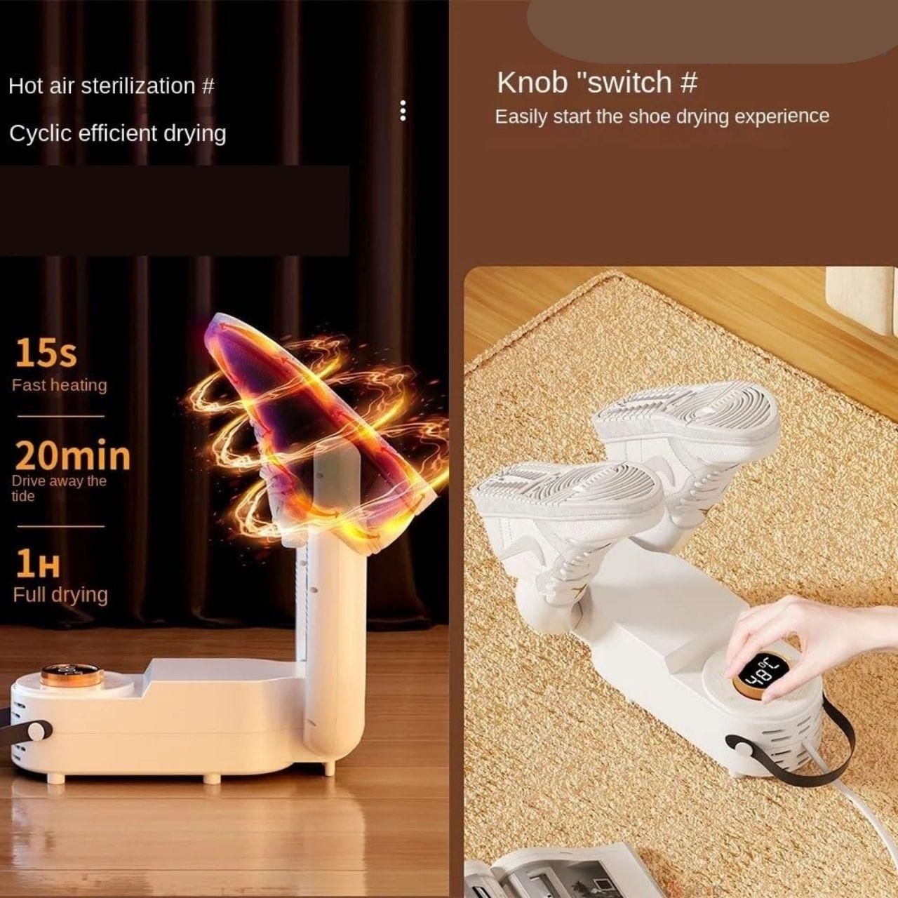 Foldable Electric Shoe Dryer with Timer and Deodorizer for Quick Drying