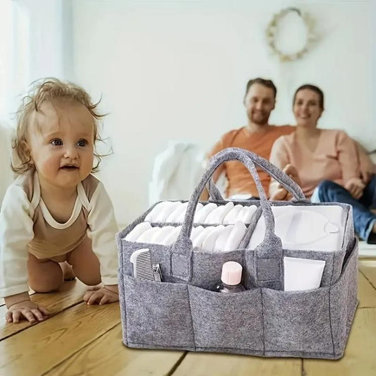 Nursery Storage Organizer I Foldable Portable Felt Basket for Travel
