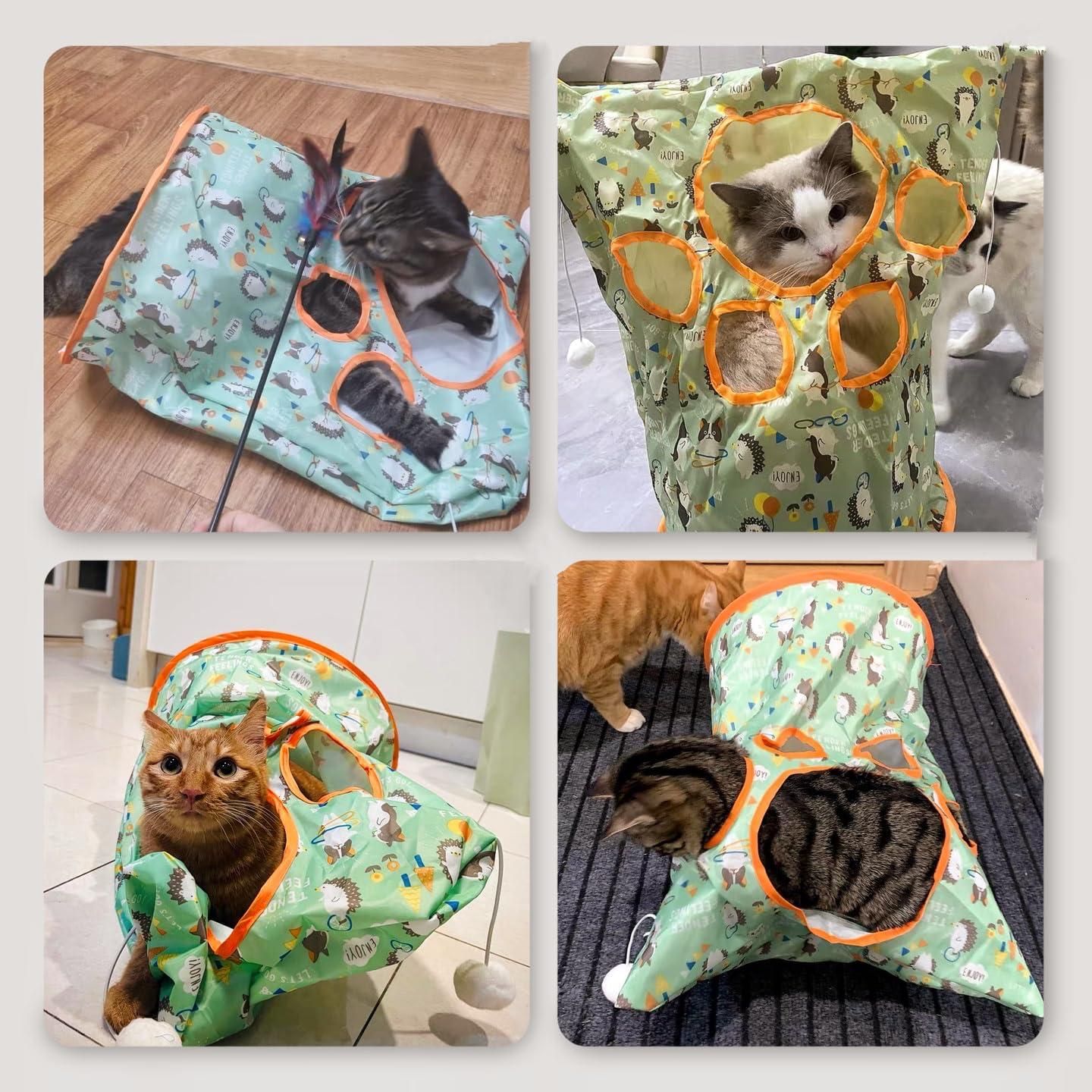 ๐พ Pet Tunnel Bag โ Cozy Hideaway for Cats, Lightweight & Foldable (Pack of 1, Assorted Color)