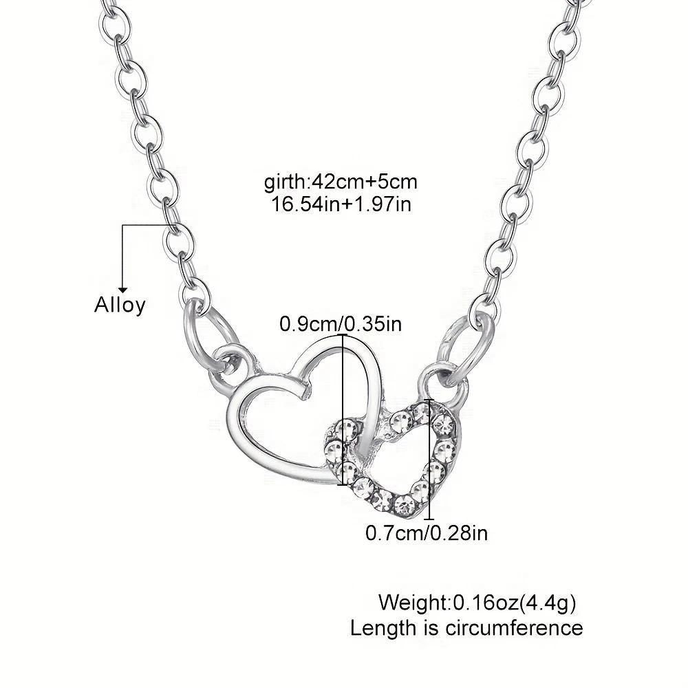 Women's Dual Heart Pendant with Chain β Silver Plated