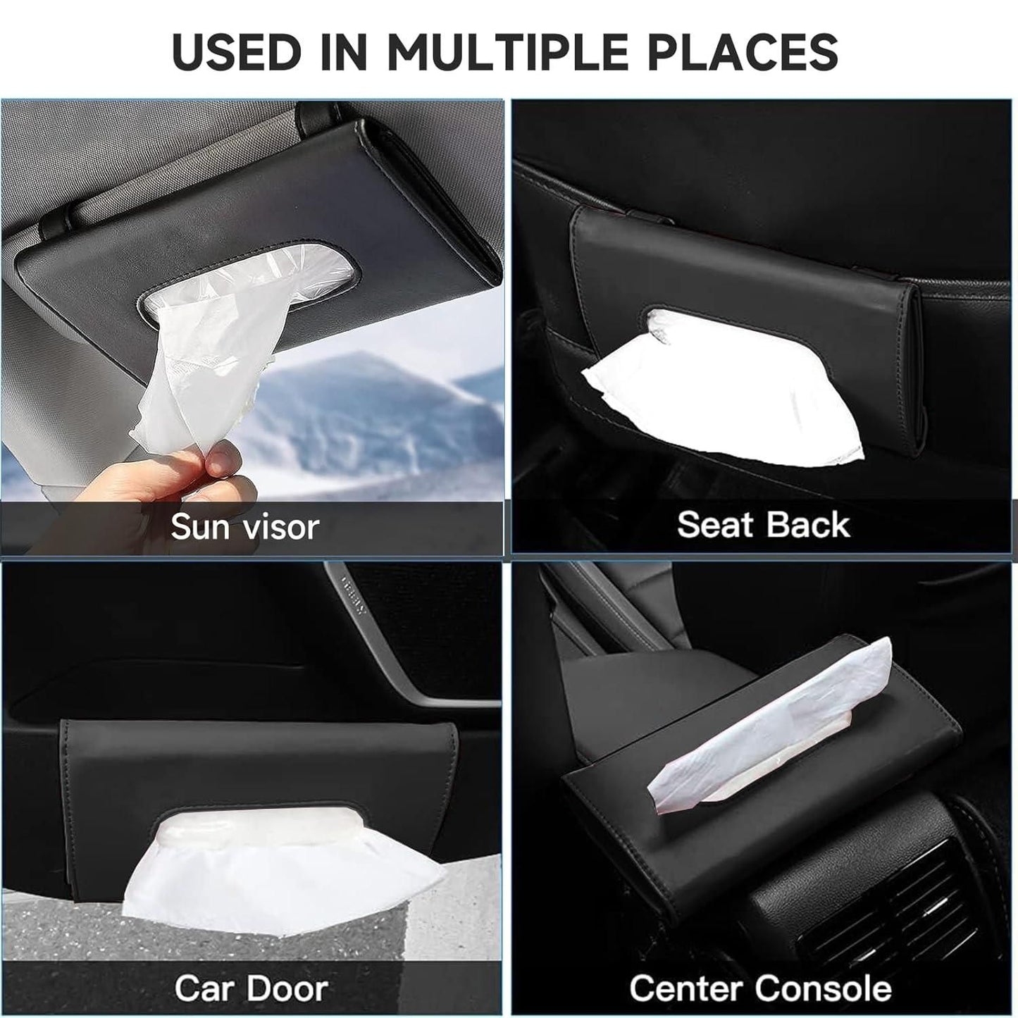 Car Sunshade Tissue Box β Faux Leather Paper Towel Holder (Pack of 1)